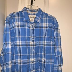 Aeropostale Men’s Blue Plaid Button-Up Shirt Size L